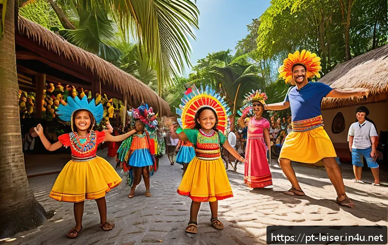레저산업 실무의 스토리텔링 기법 - A vibrant Brazilian theme park scene during a sunny day, featuring diverse families and groups of fr...